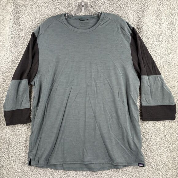 Patagonia Shirt Mens Extra Large XL Merino Wool Blend 3/4 Sleeve Bike Jersey - Picture 8 of 14